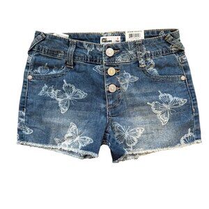 Epic Threads Girls Butterfly Print Denim Shorts Blue Size 8